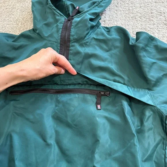 Vintage Polo Jeans Ralph‎ Lauren Green Nylon Windbreaker Hoodie Jacket Medium - Picture 3 of 11